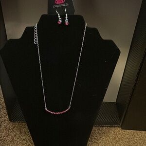 Paparazzi Silver and Pink Necklace with Earrings